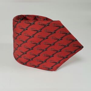 Christian Dior 100% Silk Men's Red Print Necktie